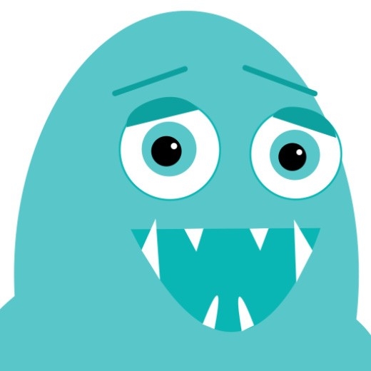 Fearful turquoise mascot