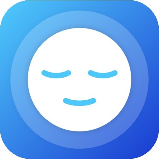 Smiley bianco assopito su sfondo azzurro